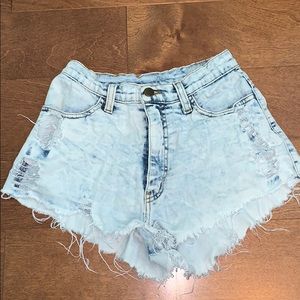 High waisted distressed shorts